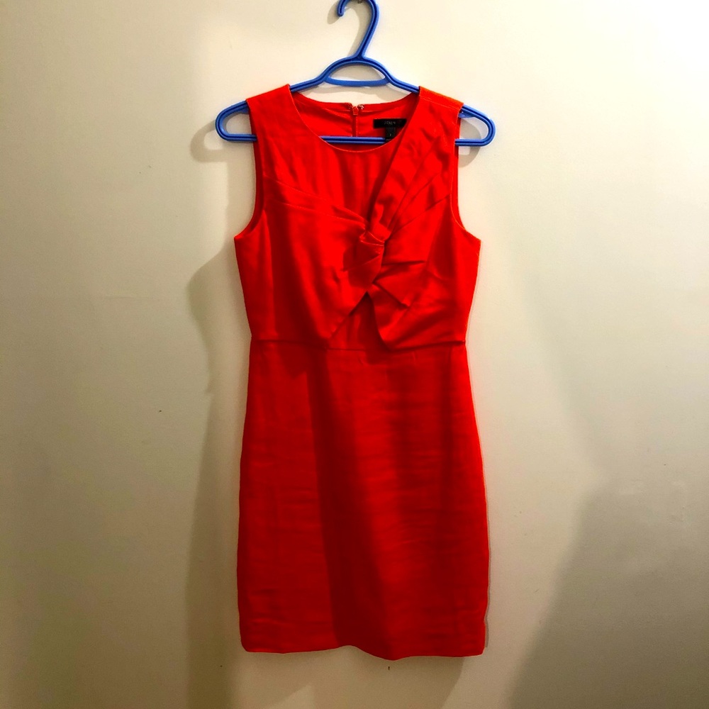 J. Crew linen sleeveless dress red orange colour